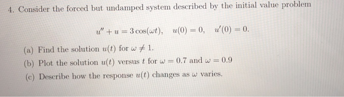 Solved 4. Consider the forced but undamped system described | Chegg.com