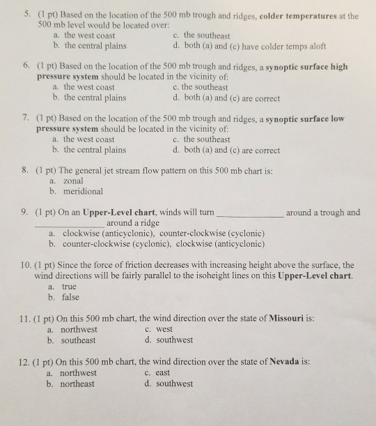 Solved (500 mb Chart Isoheights) 5510 5442 5474 5383 40