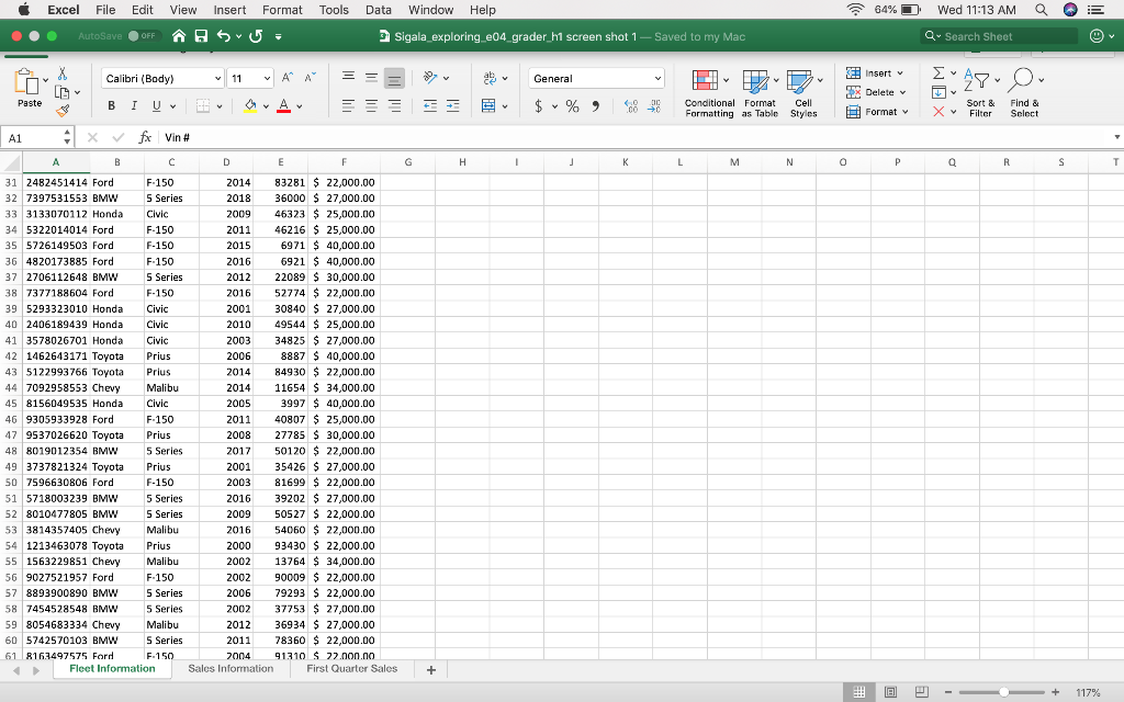 Grader - Instructions Excel 2016 Project | Chegg.com