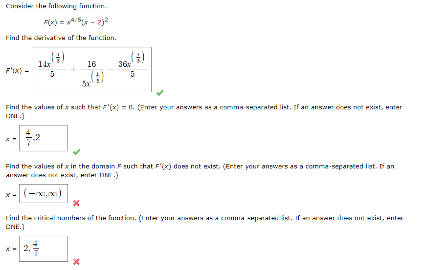 Solved Consider the following function. F(x) = *4/5(x 2)2