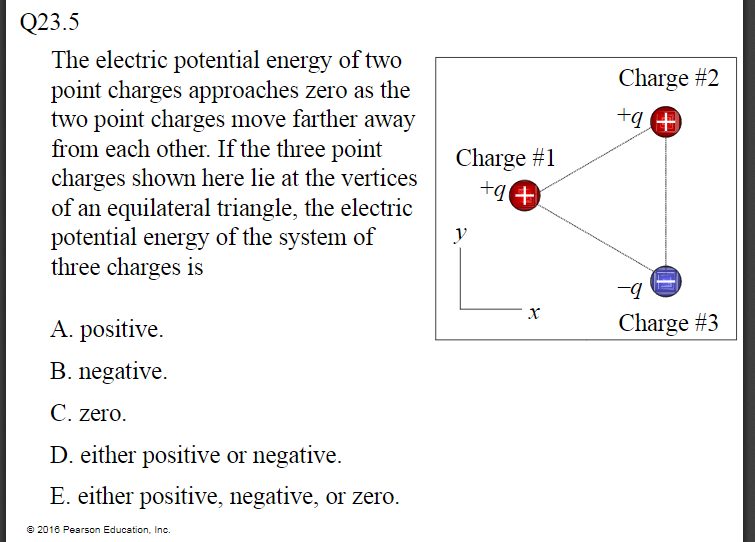 Solved Q23.5 The electric potential energy of two point