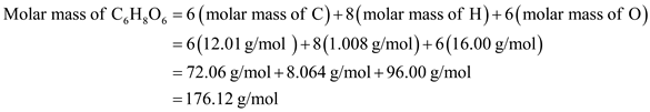Solved Ascorbic acid, or vitamin C (C6H8O6), is an
