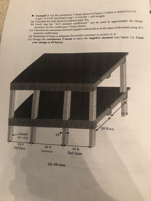 Example 2. For the continuous Tbeam shown in Figure