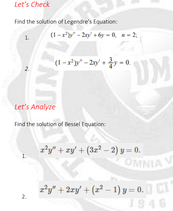 Solved Let S Check Find The Solution Of Legendre S Equation Chegg Com