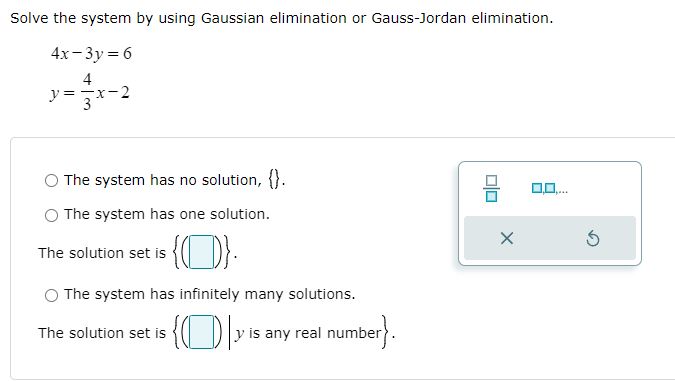 Solved Solve the system by using Gaussian elimination or | Chegg.com