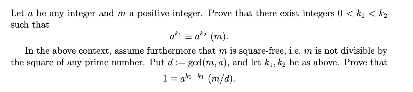 Solved A Let A Be Any Integer And M A Positive Integer. | Chegg.com