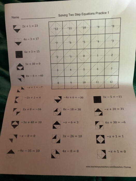 Solved Solving Two Step Equations Practice 1 Name 2x 1 23 8 Chegg