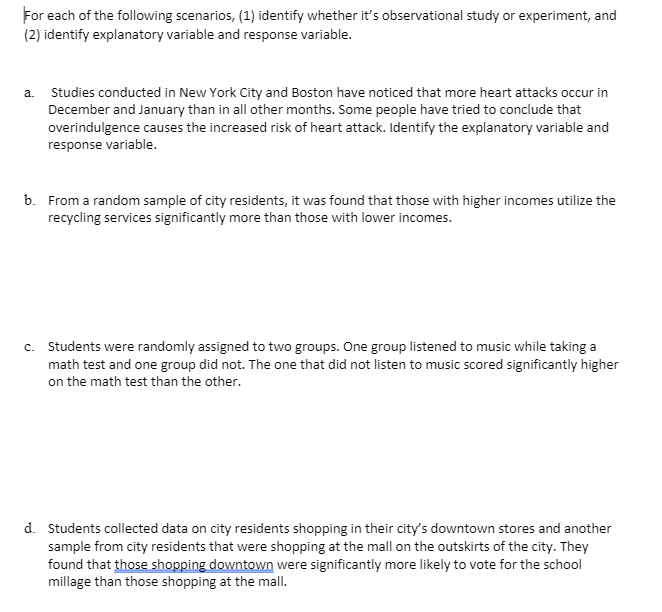Solved For each of the following scenarios, (1) identify | Chegg.com