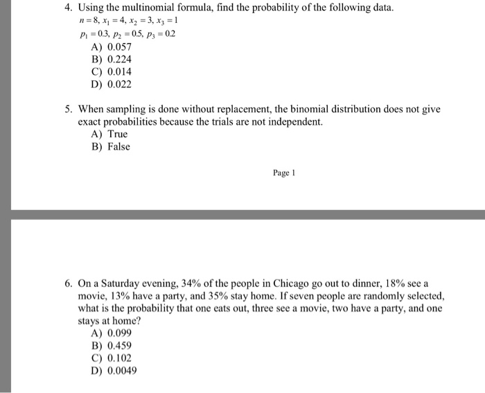 Solved 4. Using the multinomial formula, find the | Chegg.com
