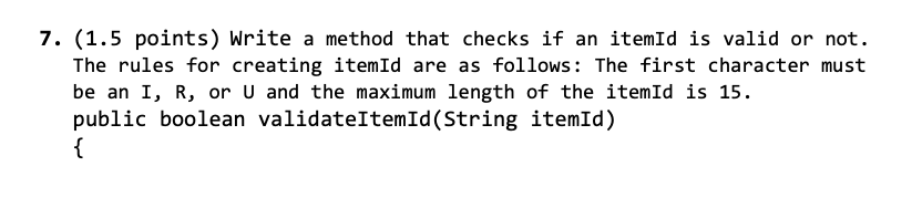 Solved 7. (1.5 points) Write a method that checks if an | Chegg.com
