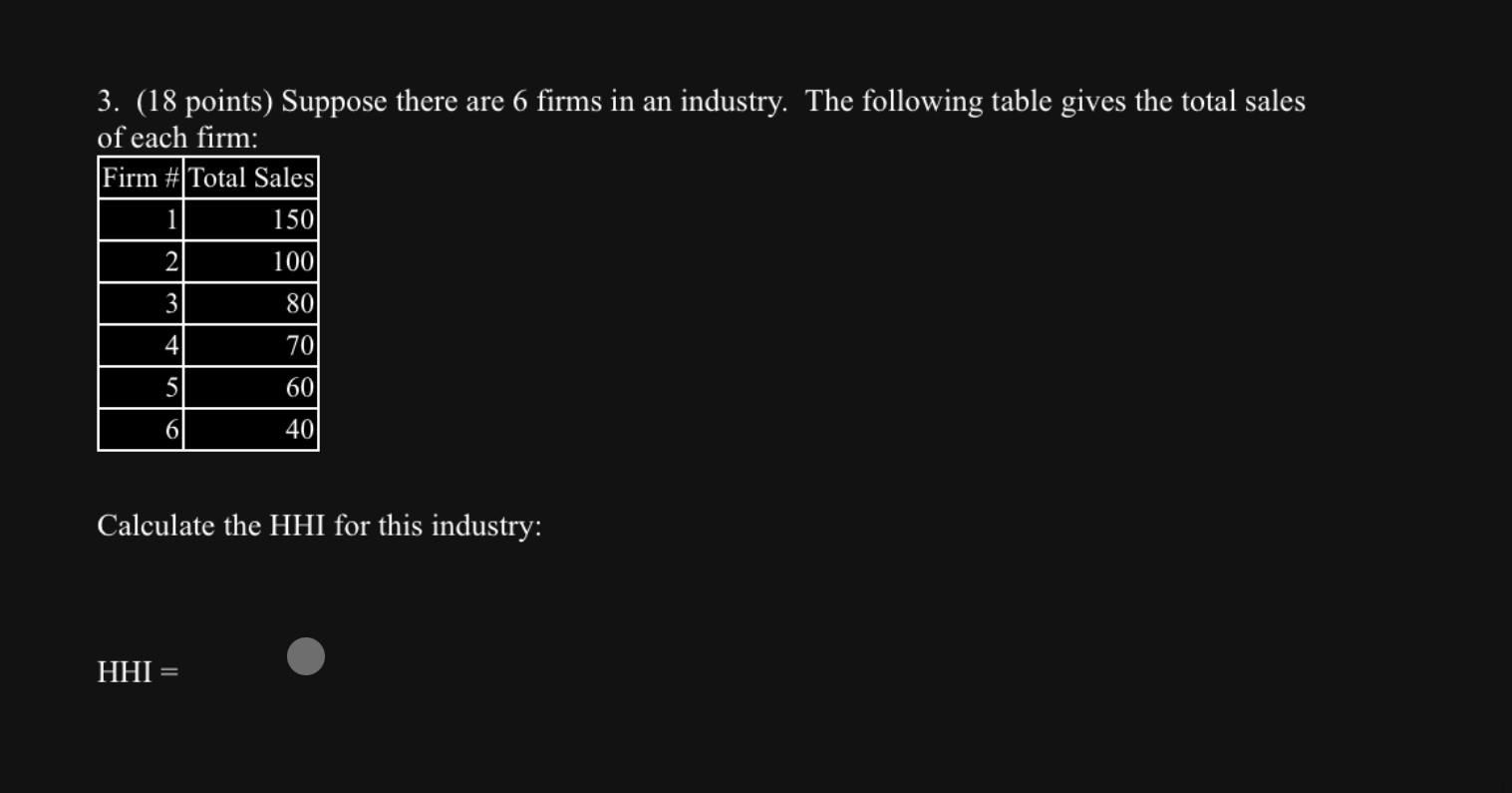Solved 3. (18 Points) Suppose There Are 6 Firms In An | Chegg.com