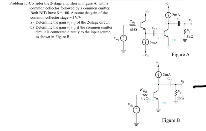 Solved Problem Consider the 2-stage amplifier in Figure A, | Chegg.com