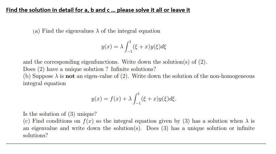Solved Find the solution in detail for a, b and c... please | Chegg.com