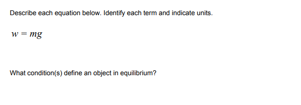 Solved Describe Each Equation Below Identify Each Term A Chegg Com