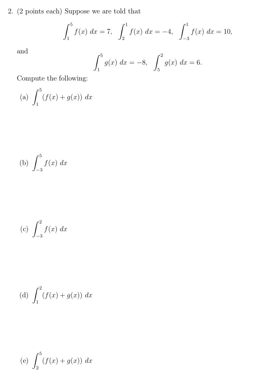 Solved 2. (2 points each) Suppose we are told that | Chegg.com
