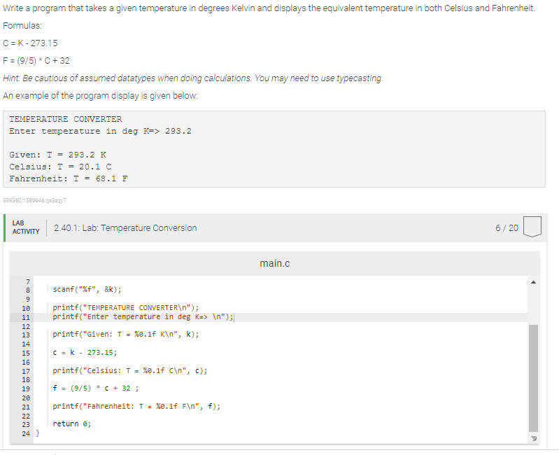 Solved Write a program that takes a given temperature in