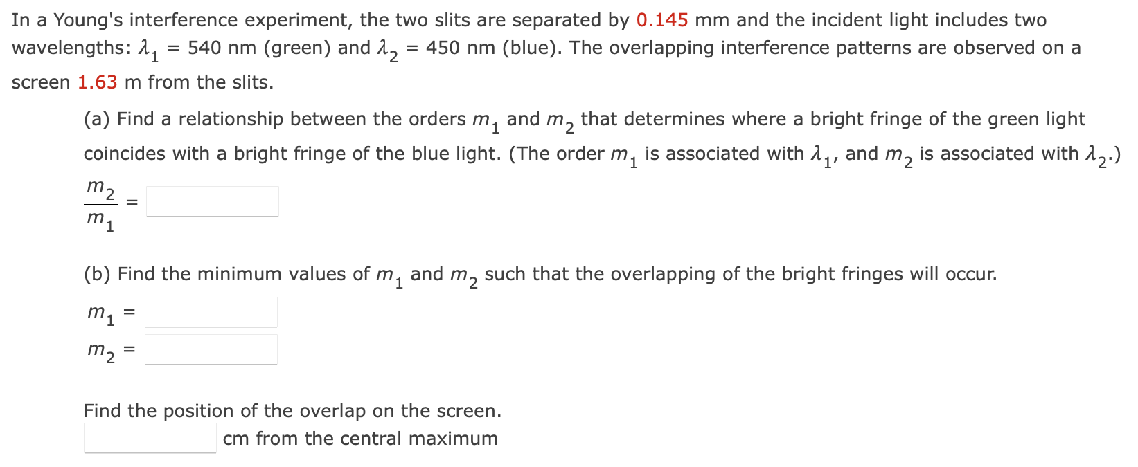 Solved a Young's interference experiment, the two slits are | Chegg.com