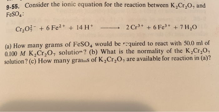 Solved 9-55. Consider The Ionic Equation For The Reaction | Chegg.com