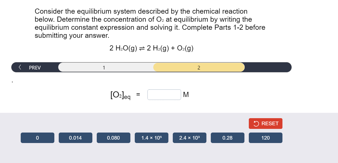 Solved Consider the equilibrium system described by the | Chegg.com