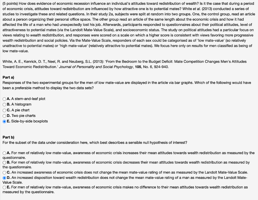 Solved (5 points) In an environmental study into the