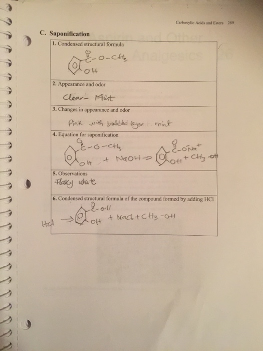Solved Carboxylic Acids and Esters 289 C. Saponification I.