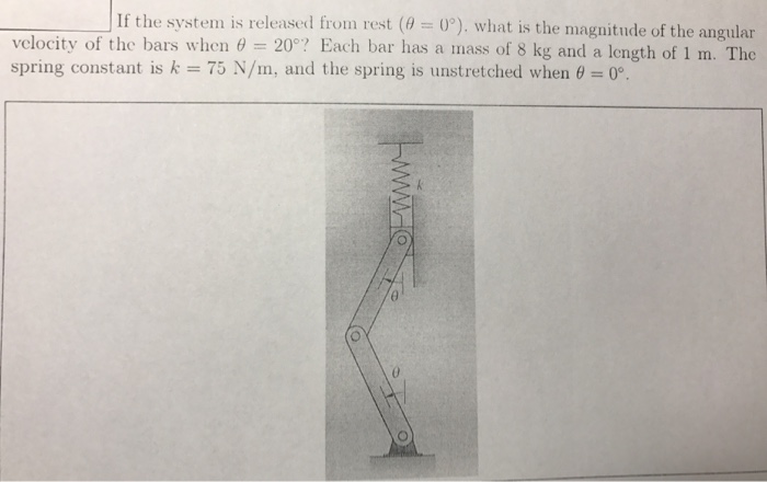 Solved If the system is released from rest (theta = 0 | Chegg.com