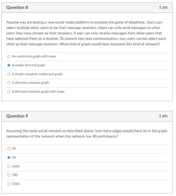 Solved Question 8 1 pts Assume you are testing a new social | Chegg.com