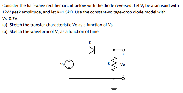 Solved Consider The Half-wave Rectifier Circuit Below With | Chegg.com