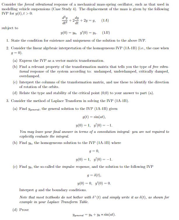 Solved Consider the forced vibrational response of a | Chegg.com