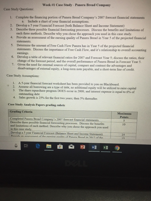Solved Week 1 Case Study Panera Bread Company Case Study Chegg