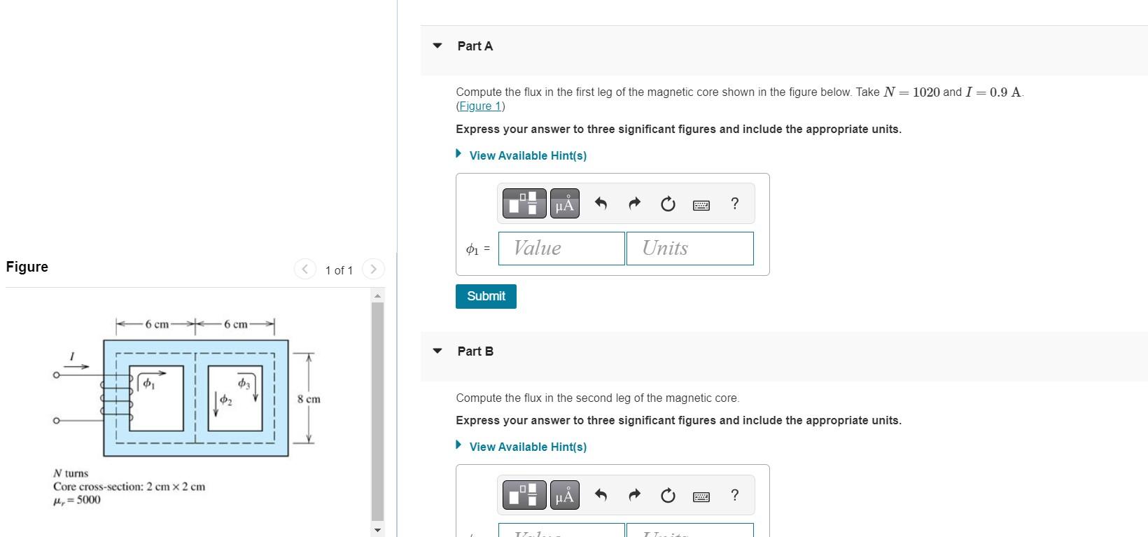 Solved Compute the flux in the first leg of the magnetic | Chegg.com