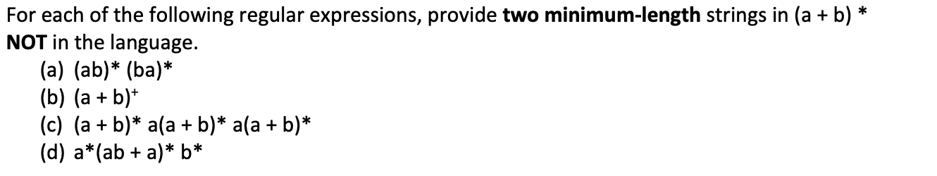 Solved For Each Of The Following Regular Expressions, | Chegg.com