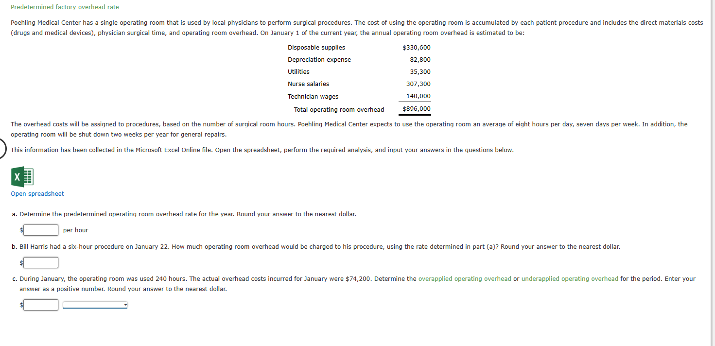 Solved Predetermined factory overhead rate (drugs and | Chegg.com