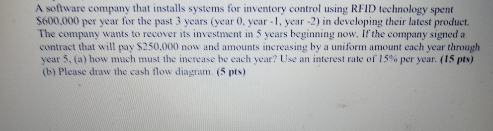 Solved A software company that installs systems for | Chegg.com