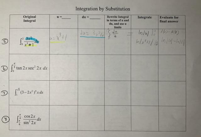 6 7 integration by substitution homework answers