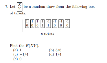 Solved Let [xY] ﻿be a random draw from the following boxof | Chegg.com