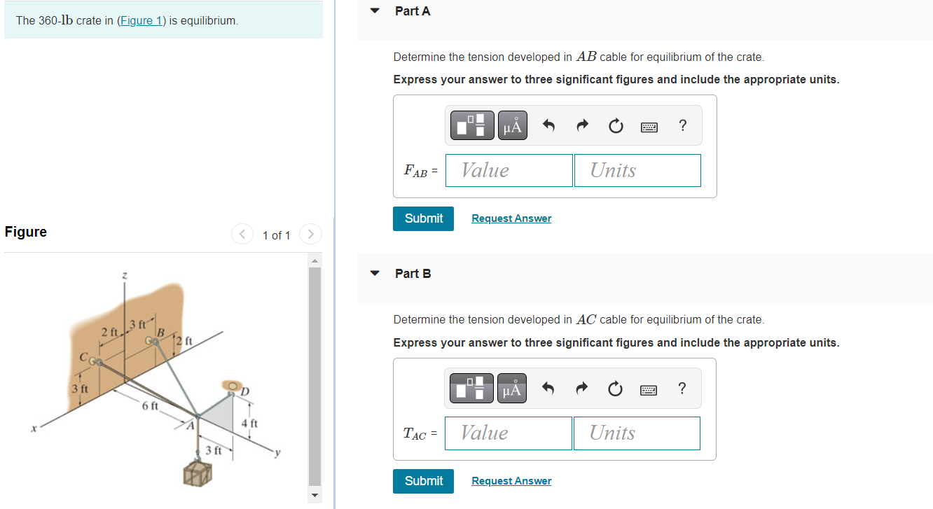 Solved The 360-lb Crate In (Figure 1) Is Equilibrium. Part A | Chegg.com