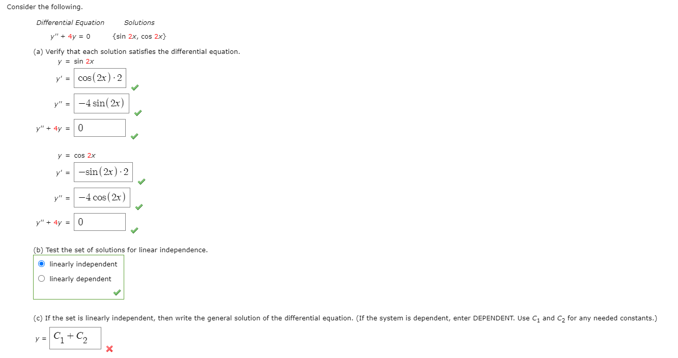 Solved Consider the following. Differential Equation | Chegg.com