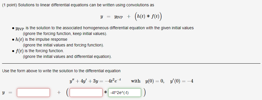 Solved 1 Point Solutions To Linear Differential Equations Chegg Com