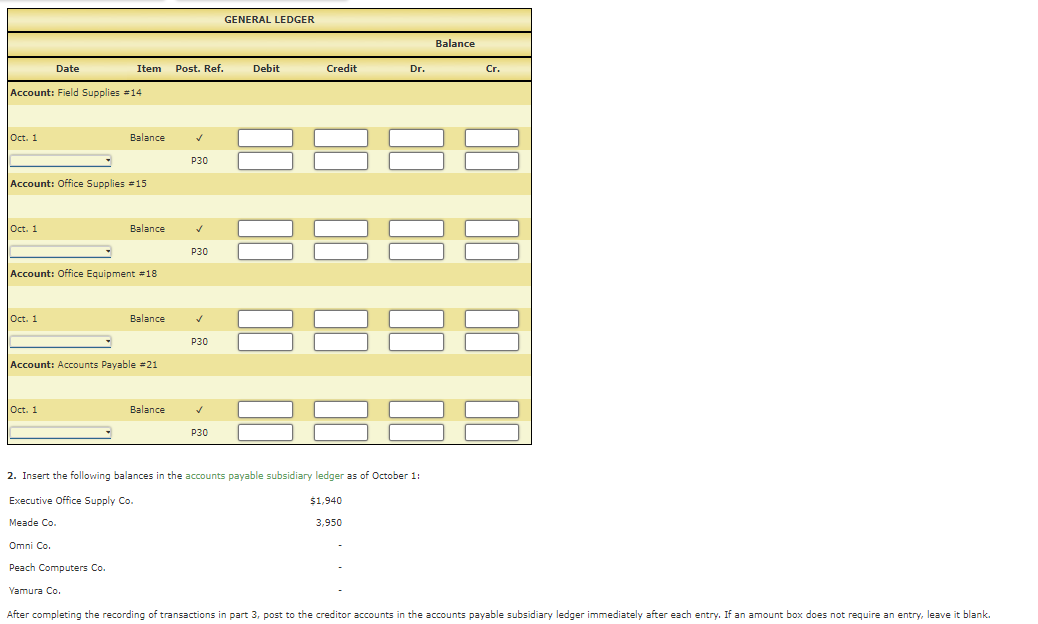 Solved Oct. 2. Purchased office supplies on account from