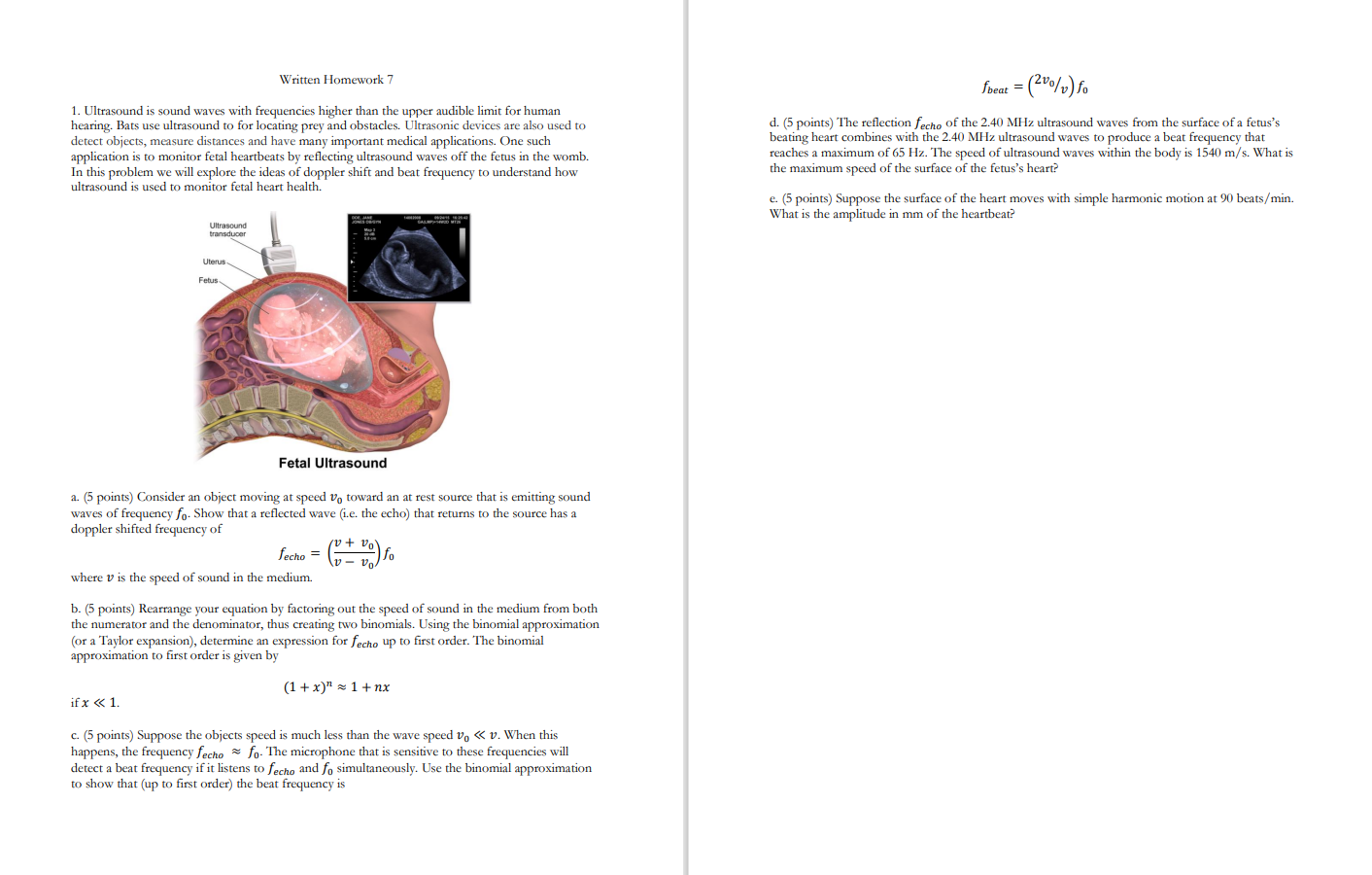 Written Homework 7 1 Ultrasound Is Sound Waves With Chegg 