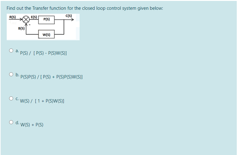Solved Find out the Transfer function for the closed loop | Chegg.com
