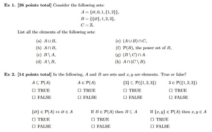 Solved Ex 1 26 Points Total Consider The Following Set Chegg Com