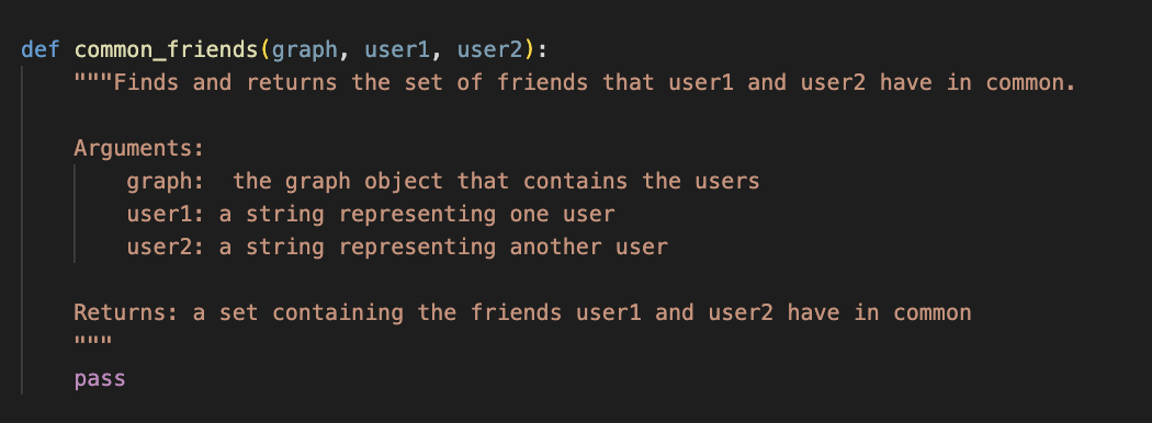 Solved def common_friends(graph, user1, user2): 