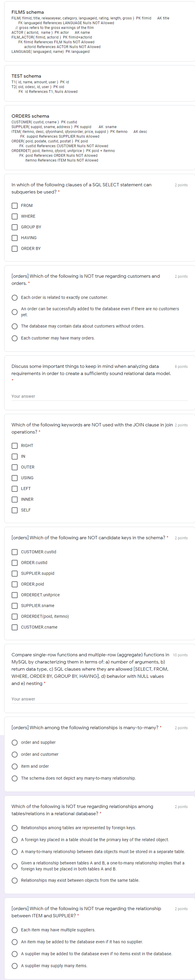 Solved SQL Please answer each question below, I know chegg | Chegg.com