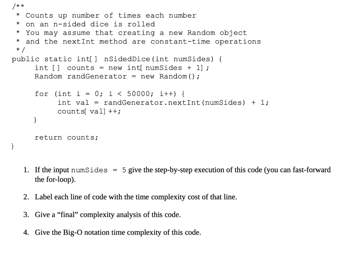 1. If the input numSides =5 give the step-by-step | Chegg.com