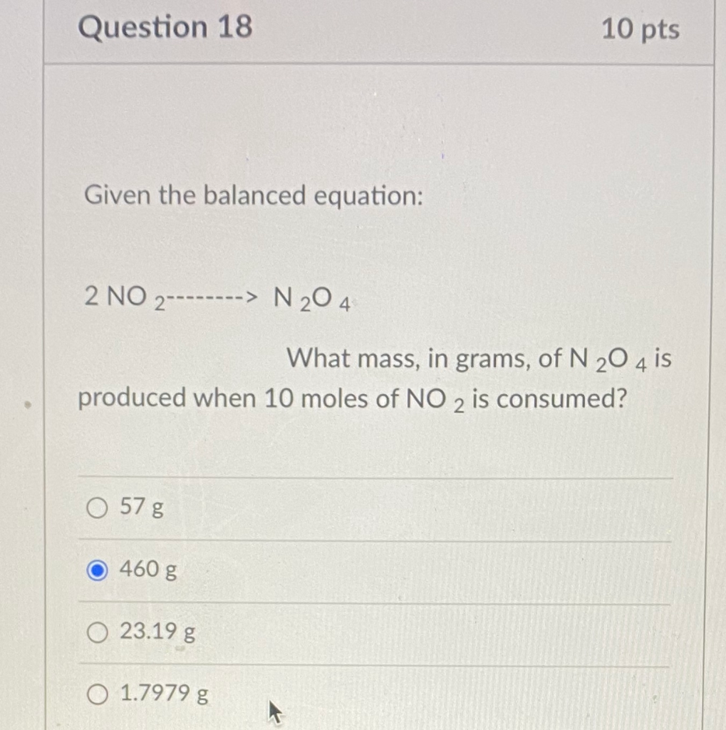 Solved Question 13 10 pts • Given the balanced equation: | Chegg.com