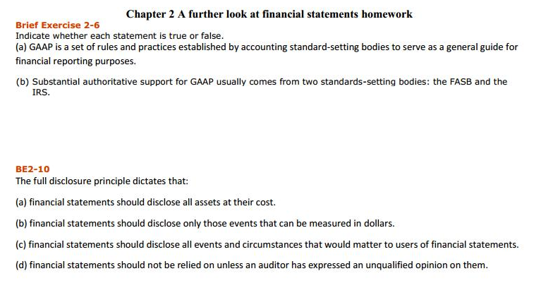 Solved Chapter 2 A Further Look At Financial Statements 7850