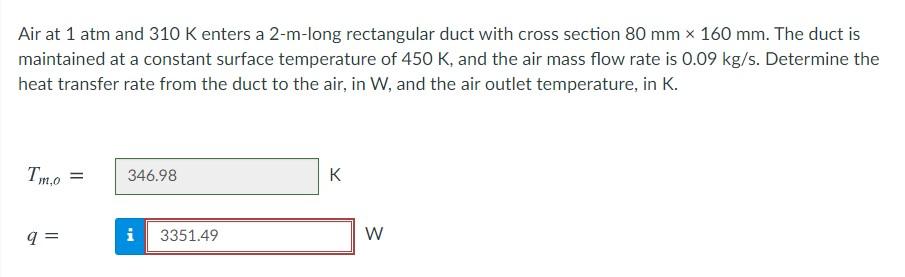 Solved Air at 1 atm and 310 K enters a 2-m-long rectangular | Chegg.com