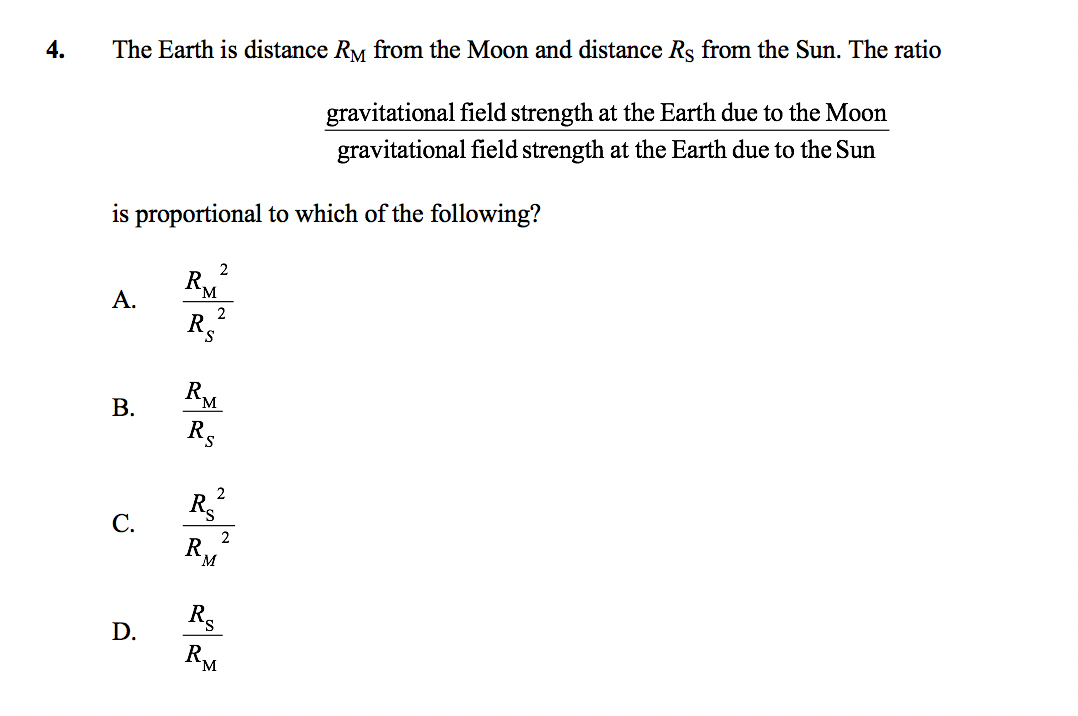 Solved 4. The Earth is distance RM from the Moon and | Chegg.com